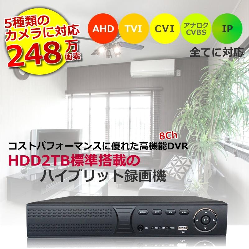 防犯カメラ レコーダー XVR 録画機 AHD/TVI 1080P AV-XVR2108T （2TB