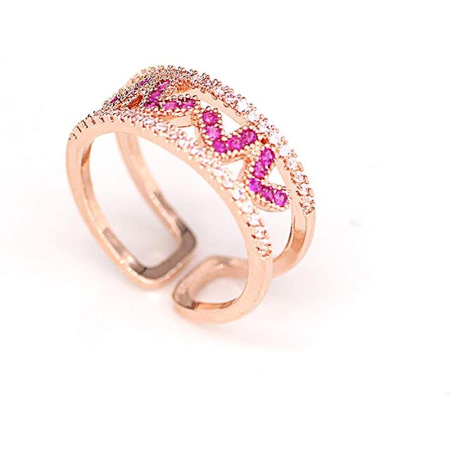 Mikamu レディース 指輪 ハート 18k ピンク Czダイヤモンド キラキラ リング 可愛い オープンハート ジュエリー 友達 恋人へ プ 注目ショップ ブランドのギフト
