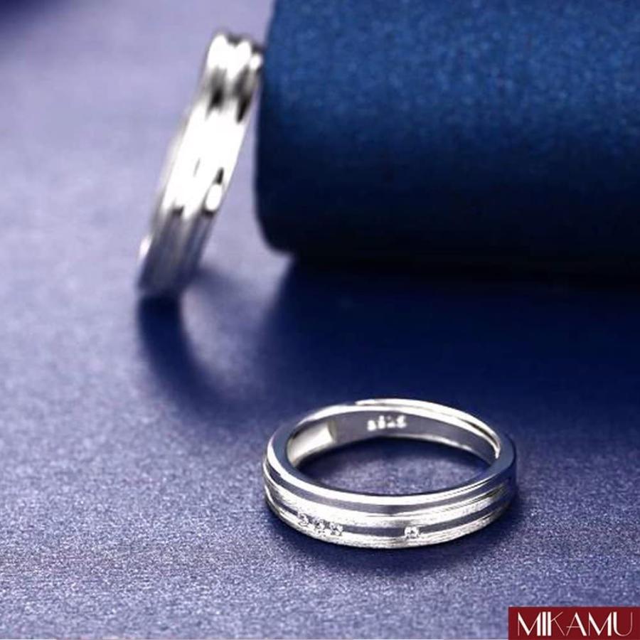 MIKAMU &lt; 永遠の愛&gt; ペアリング純銀製指輪 レディースリング メンズリング キラキラ 結婚指輪 婚約指輪 フリーサイズ ２個セット｜andcom｜04