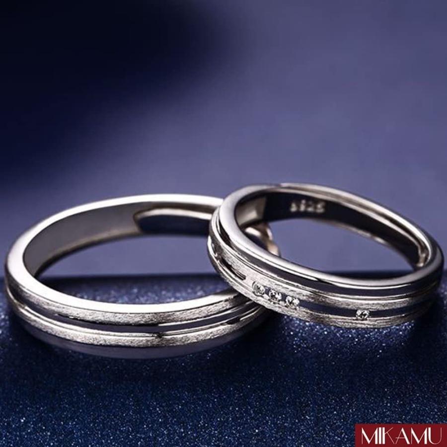 MIKAMU &lt; 永遠の愛&gt; ペアリング純銀製指輪 レディースリング メンズリング キラキラ 結婚指輪 婚約指輪 フリーサイズ ２個セット｜andcom｜06