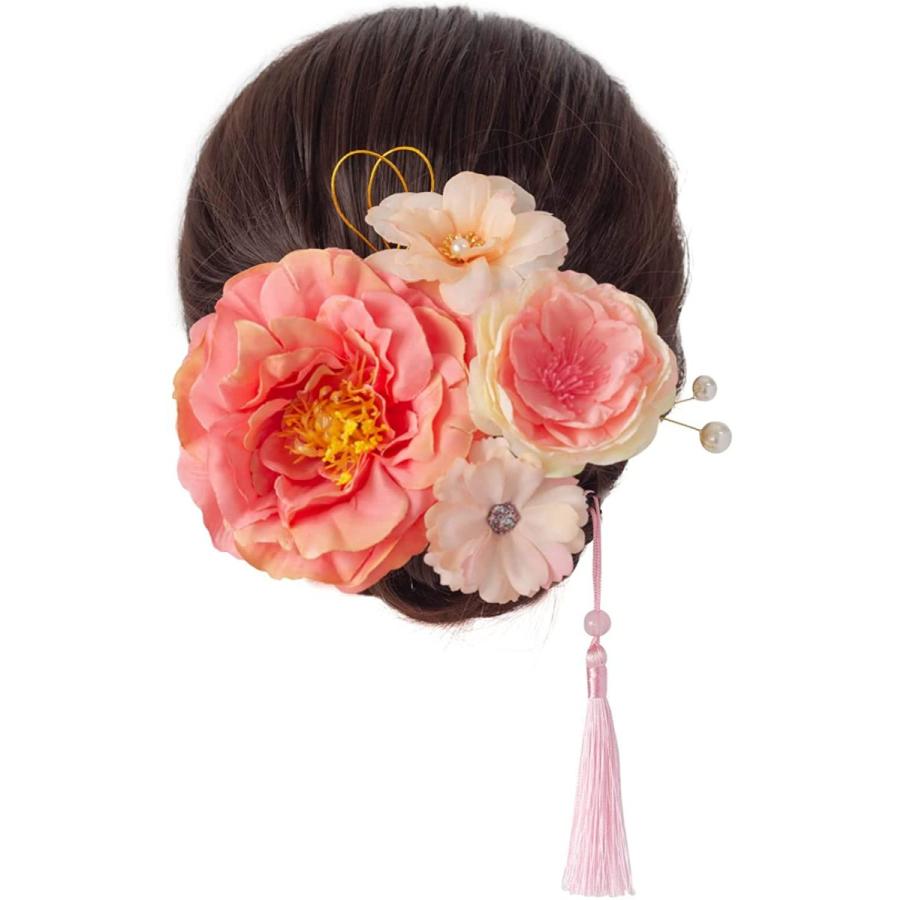 Viyien 髪飾り 造花 手作り 成人式 卒業式 結婚式 七五三 ヘアアクセサリー 振袖 パール 卓出 水引 着物 ピ 和装 人造真珠 タッセル 袴 浴衣