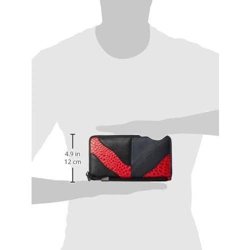 [ALZUNI] 札入れ FRF財布(Sファスナー、パッチワーク) アカクロコンビ ALZUNI 札入れ FRF財布 Sファスナー パッチワーク アカクロコンビ