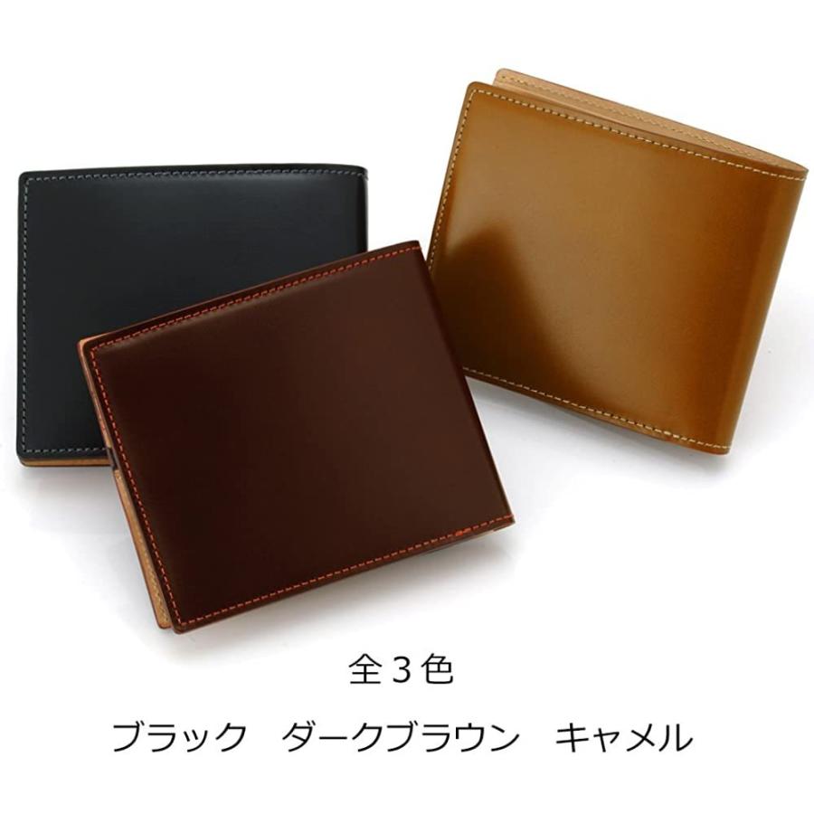 BRIT HOUSE コードバン 二つ折り財布 馬革高級紳士革財布(全3色) キャメル(ウィスキー) BRIT HOUSE コードバン 二つ折り財布 馬革高級紳士革財布 全3色 キャメル ウィスキー
