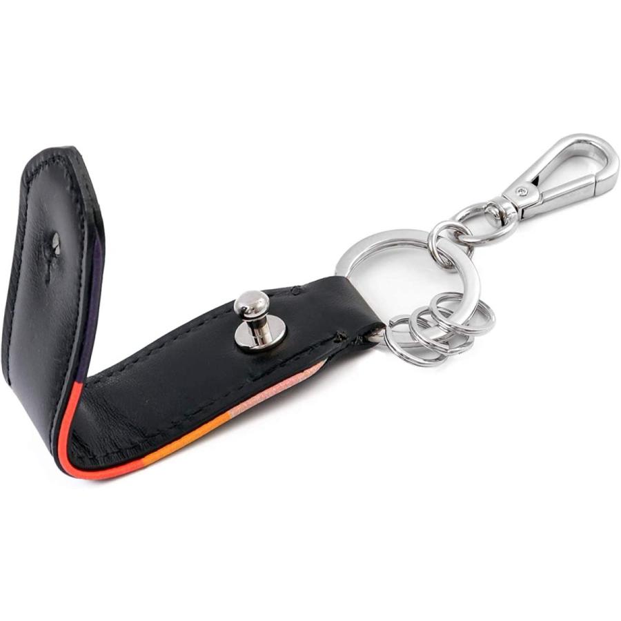 [ポールスミス] Paul Smith 正規品 キーリング キーホルダー 3連 アーティスト ストライプ 革 レザー (ブラック) ポールスミス Paul Smith 正規品 キーリング キーホルダー 3連 アーティスト ストライプ レザー ブラック