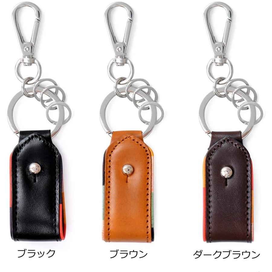 [ポールスミス] Paul Smith 正規品 キーリング キーホルダー 3連 アーティスト ストライプ 革 レザー (ブラック) ポールスミス Paul Smith 正規品 キーリング キーホルダー 3連 アーティスト ストライプ レザー ブラック