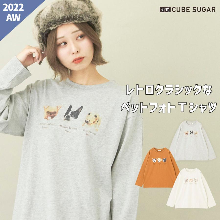 キューブシュガー CUBE SUGAR アメカジ レディース トップス Tシャツ プルオーバー カジュアル イヌ いぬ ネコ ねこ