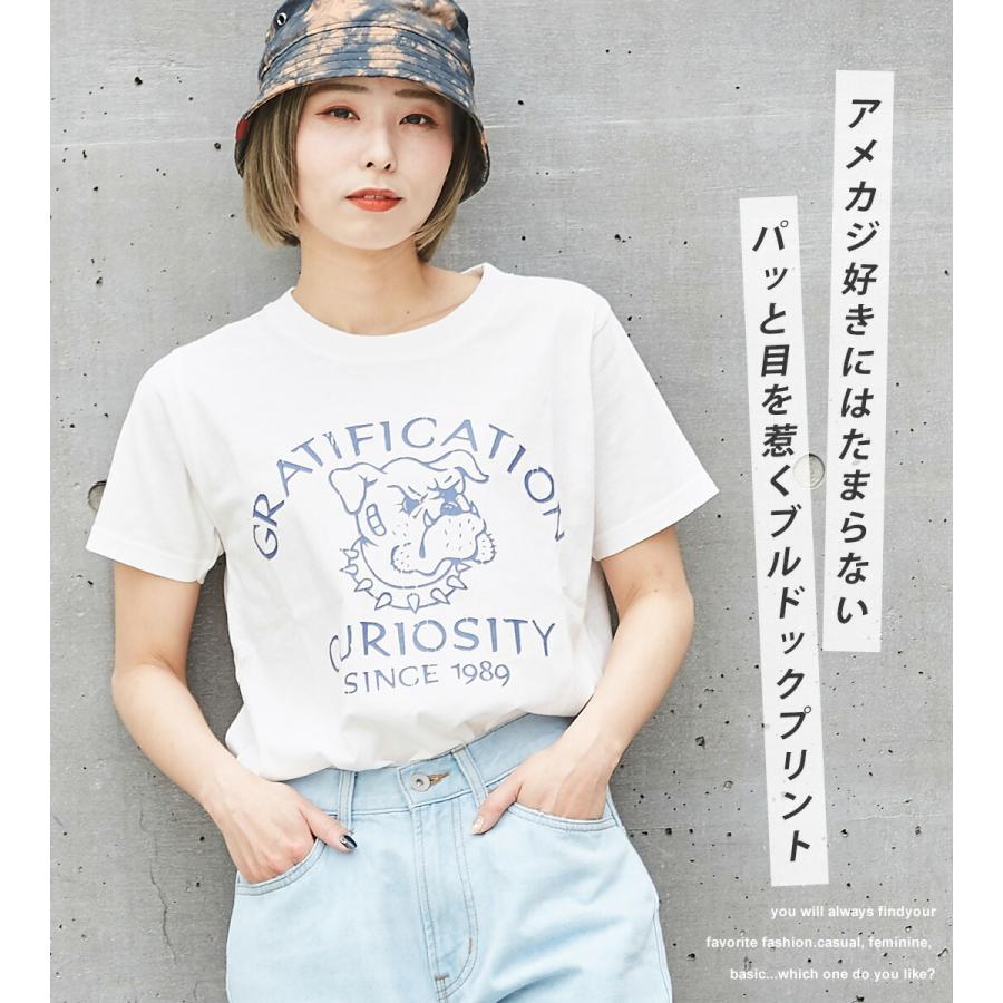 アメカジ レディース トップス Tシャツ ロゴ カジュアル 犬 ブルドッグ 古着風 春 夏 Cube Sugar キューブシュガー And Cube Sugarヤフー店 通販 Yahoo ショッピング