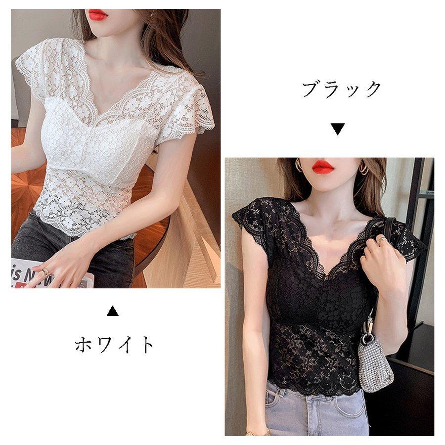 可愛すぎるフェミニンデザイン 花柄 総レース トップス Vネック 透け感 ネコポス可 Hanagrocare Com