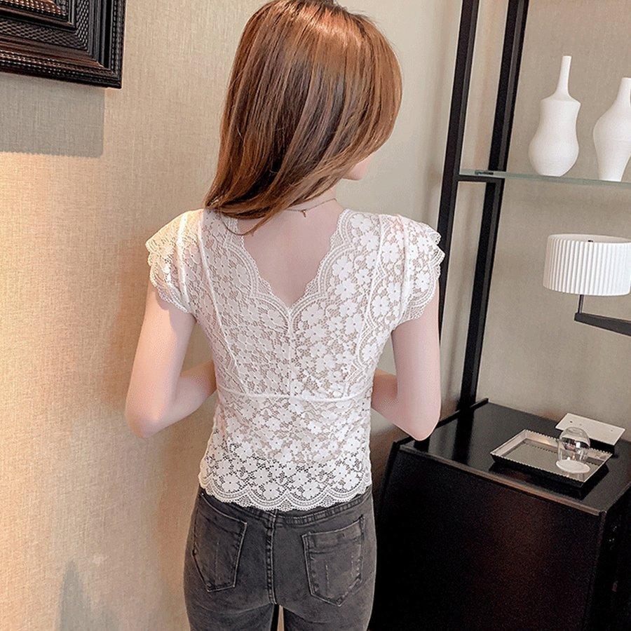 可愛すぎるフェミニンデザイン 花柄 総レース トップス Vネック 透け感 ネコポス可 Hanagrocare Com