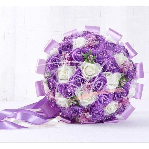 ウエディングブーケ ブートニア 安い 結婚式 ウェディングブーケ 花嫁 アレンジメント 披露宴 ウェディング用 造花 ブライダルブーケ 手作り|andell|02