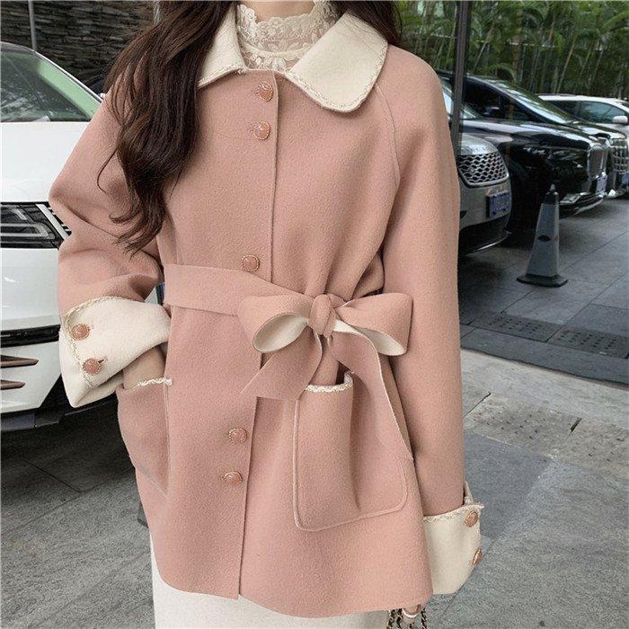 正規激安 アウター ショート丈 レディース コート オーバーコート 冬 ゆったり あったかい チェスターコート カラー Typec ピンク Sustentec Com Br