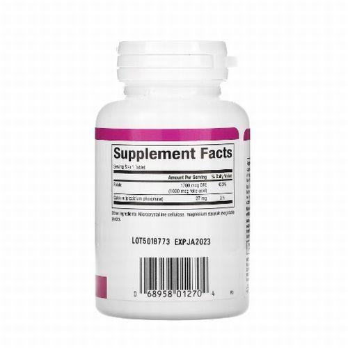 葉酸 ( ビタミン9 ) 1,000mcg カルシウム 27mg タブレット90粒 ビタミン サプリメント 健康食品 Natural