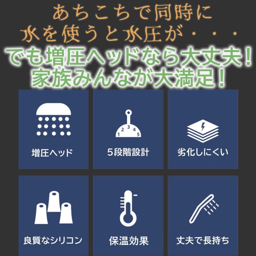 ビッグ シャワーヘッド 3タイプ バス 浴室用具 5段階調整 増圧機能付