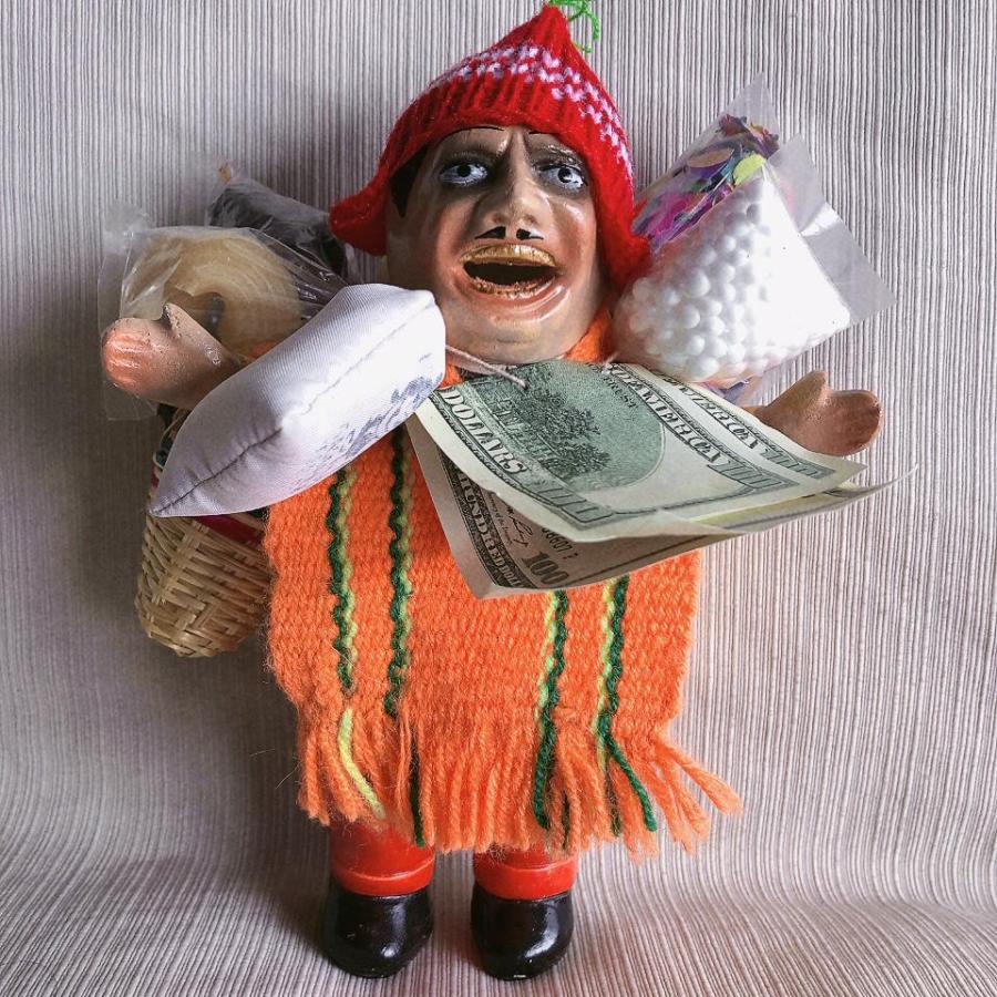 エケコ祭！ポンチョ付エケコ人形 18cm (送料無料) : アンデス雑貨