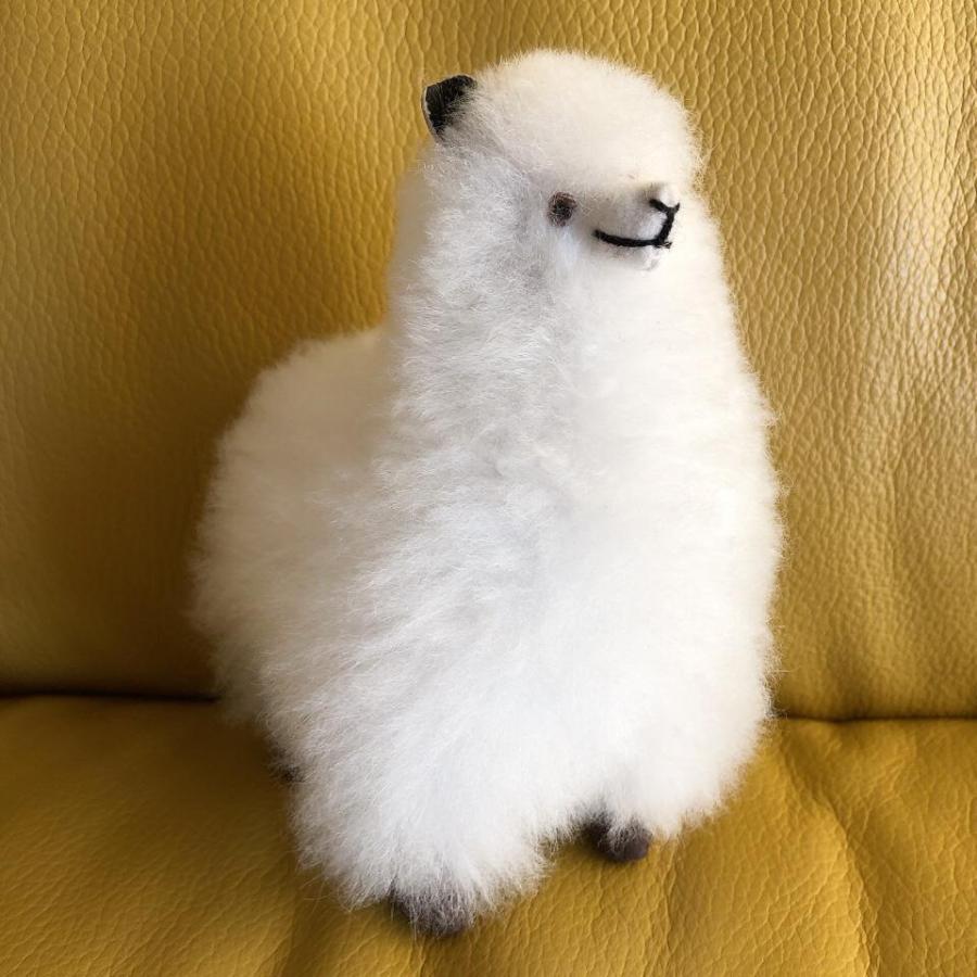 タグ付き❣️ Rosemount製✨高級 アルパカ ぬいぐるみ 本物毛使用 特大 アルパカぬいぐるみ リアル ふわふわ 顔がかわいい 白ホワイト17cm