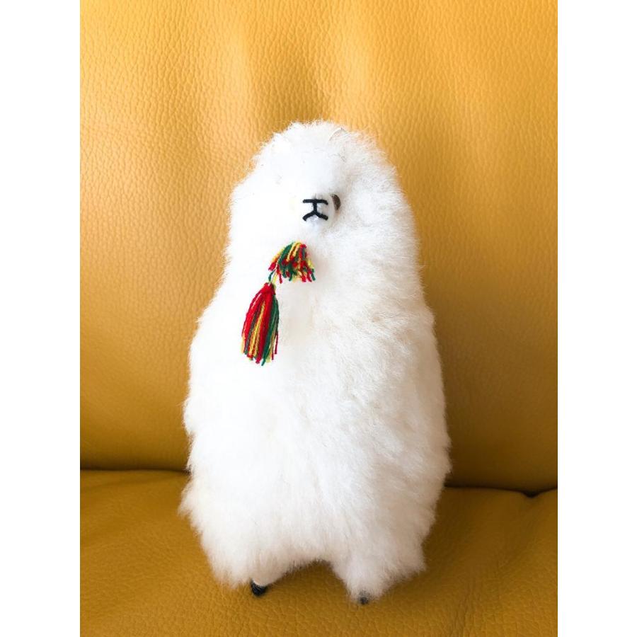 アルパカぬいぐるみ 100％ モコモコ リアル 白ホワイトL : アンデス