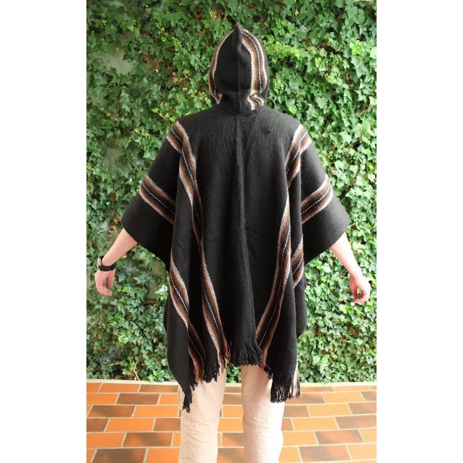 ポンチョ メンズ パーカー付 アルパカ かっこいい グレーブラック