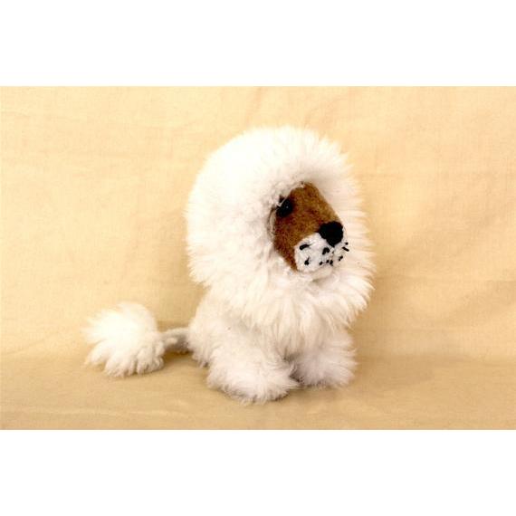 ライオンぬいぐるみ かっこいい ベビーアルパカ100％ リアル 白