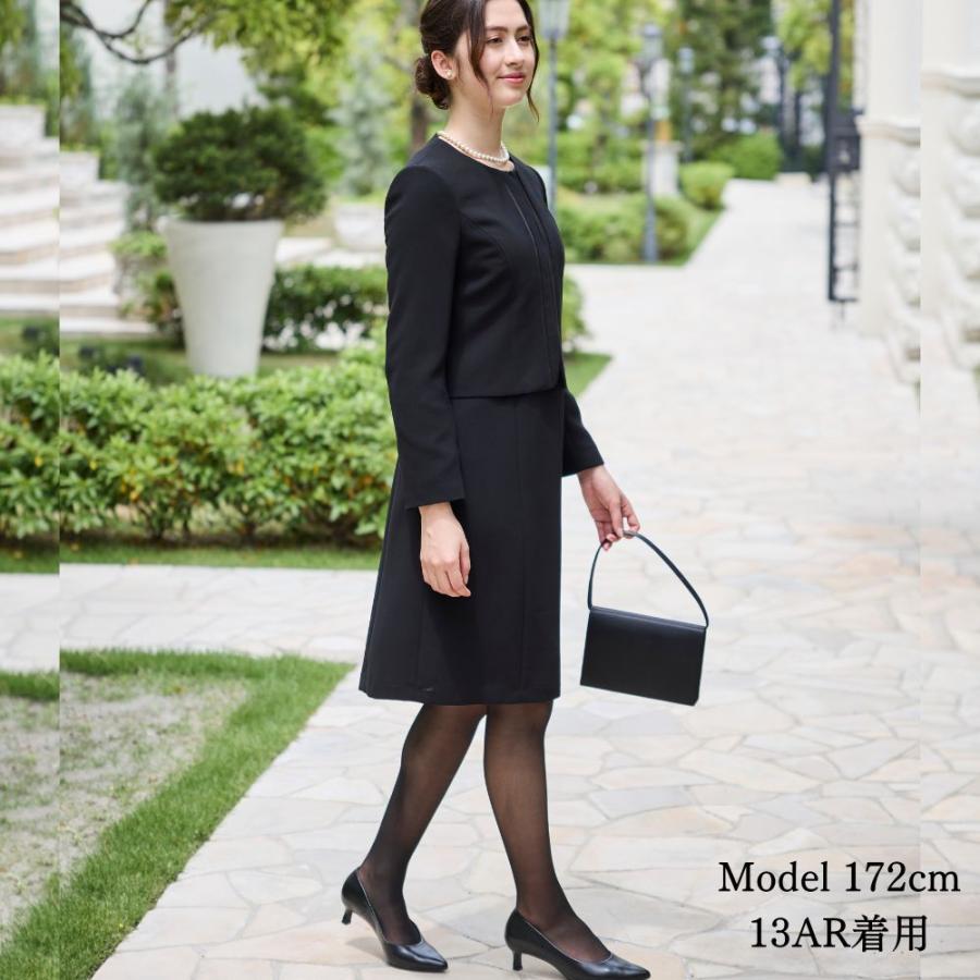 喪服 レディーススーツ 礼服 スリムタイプ 前開きワンピース ブラック 