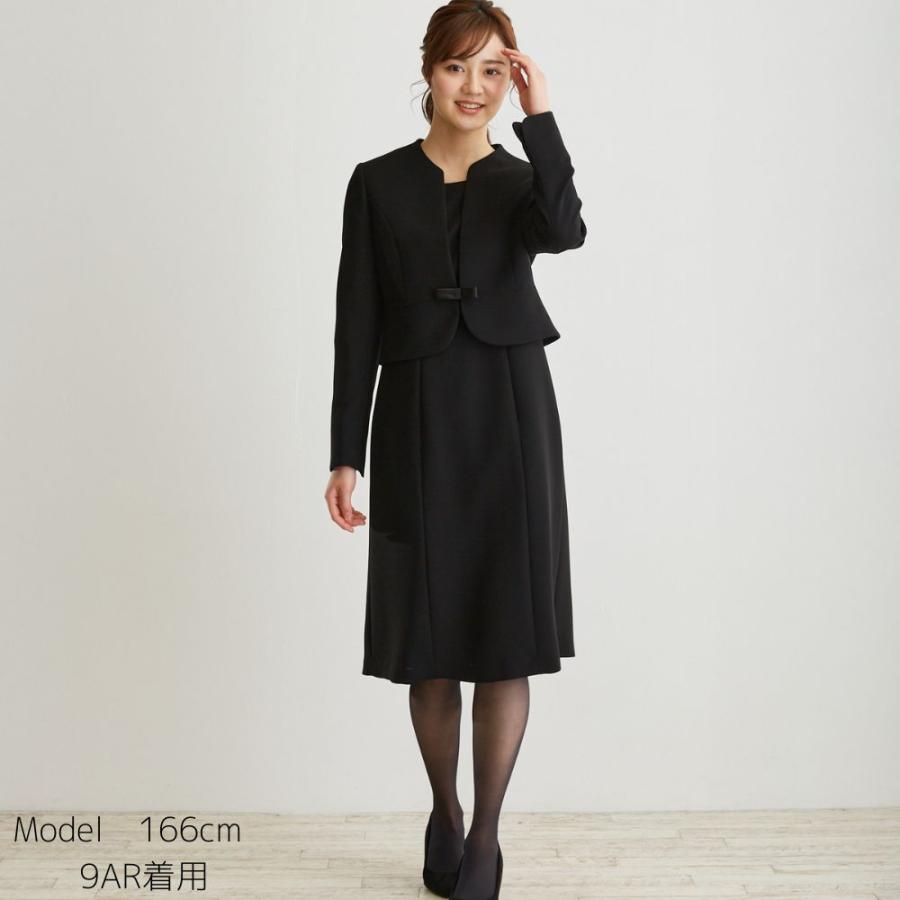 喪服 レディース ブラックフォーマル 前開きワンピース リボン 法事