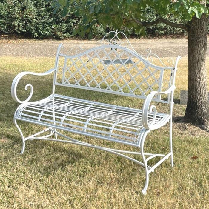 ベンチ ガーデンベンチ 屋外 アイアン 椅子 ソファー ホワイト 白 幅