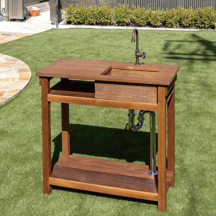ガーデン シンク キッチン 流し台 屋外用 ターブルL 横900×奥行420×高