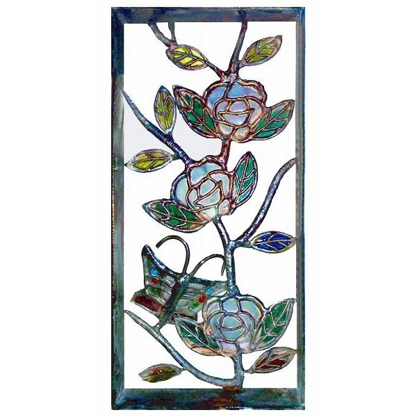 壁飾り飾りブロック 金属製 外構工事 ブロック塀 金属製 シャインガラスブロック長方形 チョウ 花 外壁 外壁