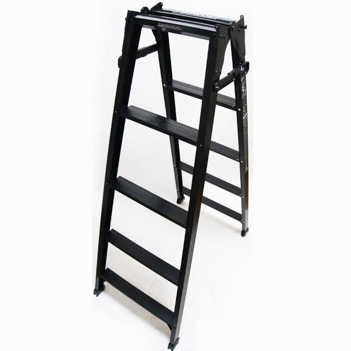 脚立 アルミ ブラック S-TEP15 折りたたみ おしゃれ 5段 はしご 兼用