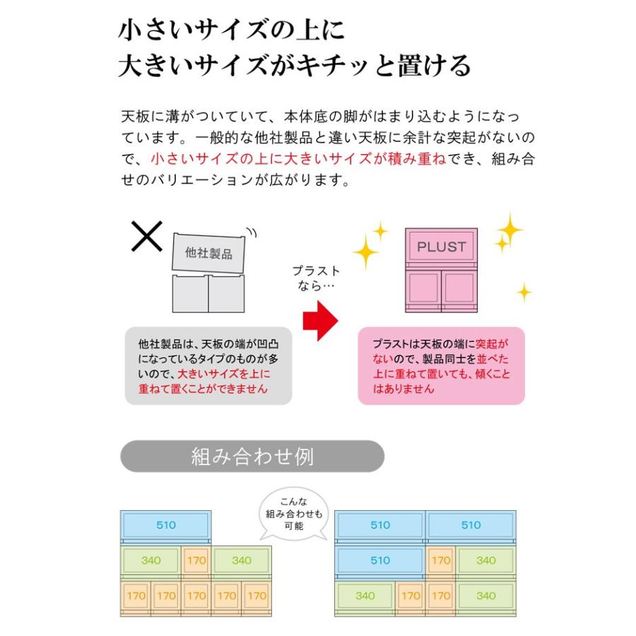 収納 収納ボックス 収納ケース プラスト 半透明 3段 引き出し 幅34×高さ57×奥行45cm 4台入り1ケース単位 重ね置き可能 チェスト｜andhouse｜05