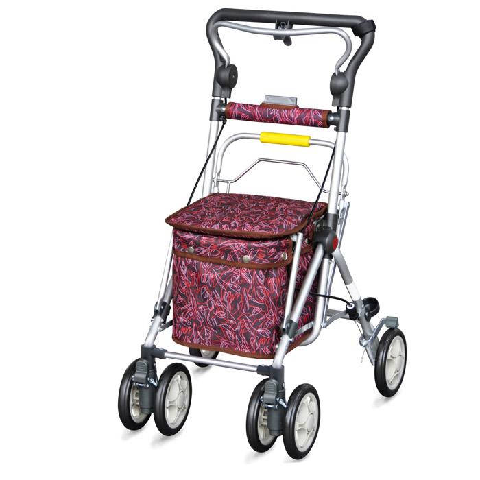 シルバーカー ショッピングカート コンパクトタイプ スイート３ ダークワイン 4輪 幅48×奥行54×高さ82〜92cm 5段階ハンドル 折りたたみ 軽量_9