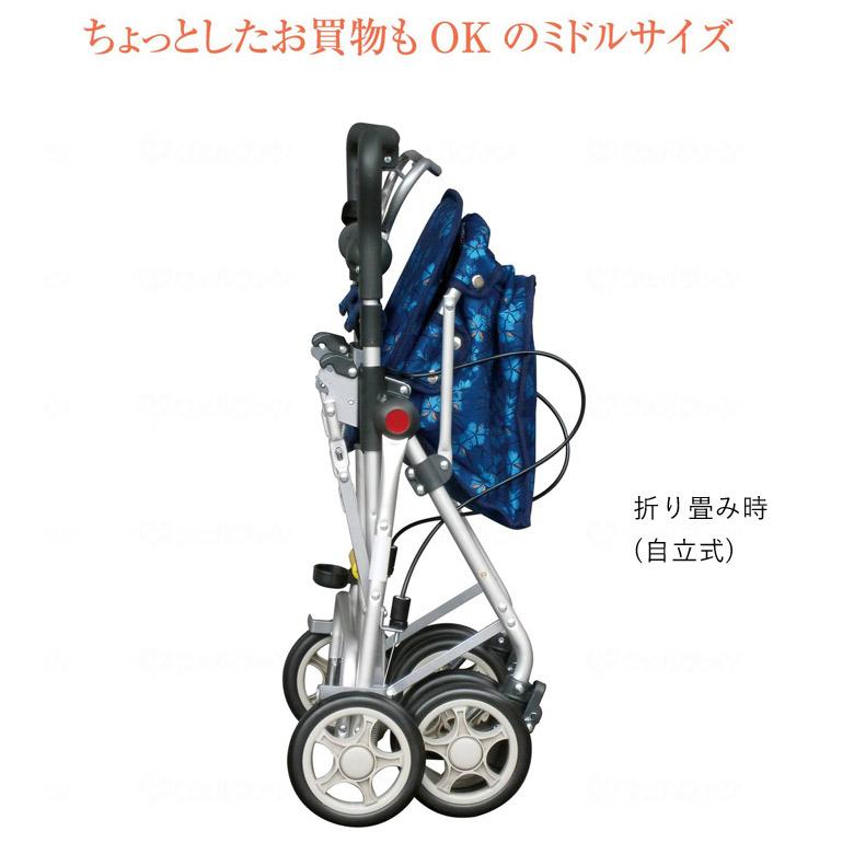 シルバーカー ショッピングカート コンパクトタイプ スイート３ ダークワイン 4輪 幅48×奥行54×高さ82〜92cm 5段階ハンドル 折りたたみ 軽量_2