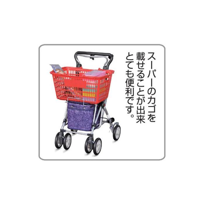 シルバーカー ショッピングカート コンパクトタイプ スイート３ ダークワイン 4輪 幅48×奥行54×高さ82〜92cm 5段階ハンドル 折りたたみ 軽量_4