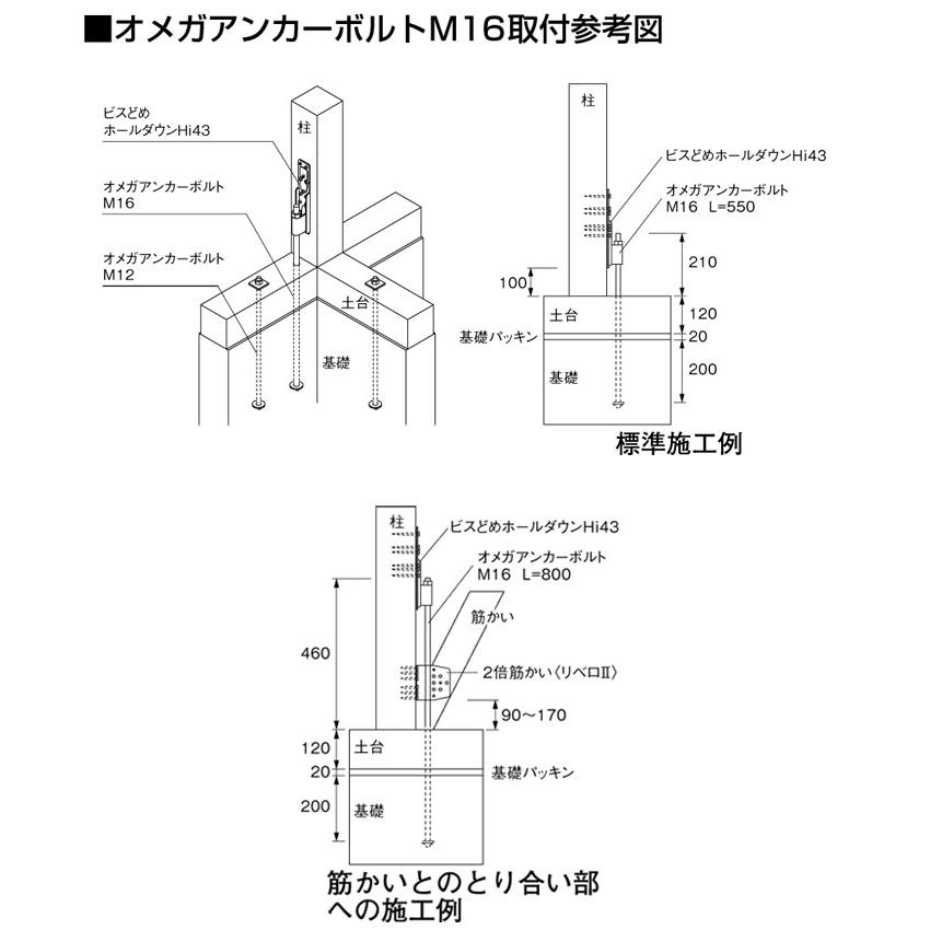 オメガー オメガアンカーボルトM16 基礎と土台の接合 M16×800mm オメガー オメガアンカーボルトM16 基礎と土台の接合 M16×800mm