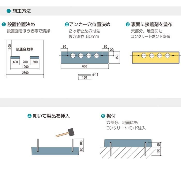 車止め ブロック カーストッパー 幅約54センチ 2本1組 駐車場 車止め ブロック カーストッパー 幅約54センチ 2本1組 駐車場