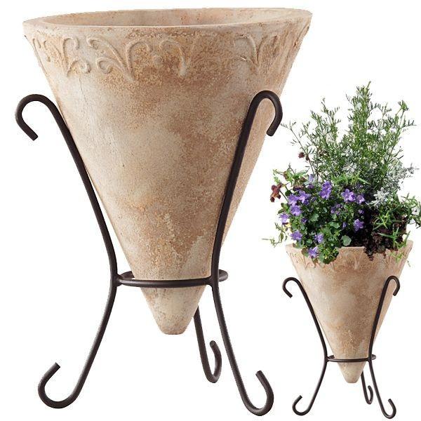 コントン ホルスト シリンダー ダークグレー 鉢カバー スタンド付き