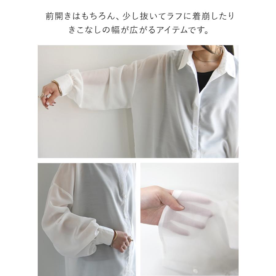 and it_（アンドイット） シアーシャツ 長袖 黒 ブルー レディース 
