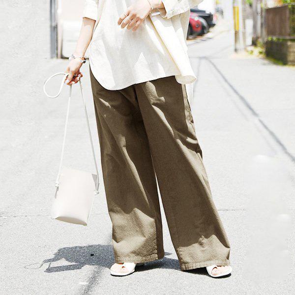 ワイドパンツ レディース 50代 40代 30代 代 夏 春 秋 ロング 綿 コットン バギー ボトムス イージー ゆるパン リラックス おしゃれ A アンドイット And It レディース 通販 Yahoo ショッピング