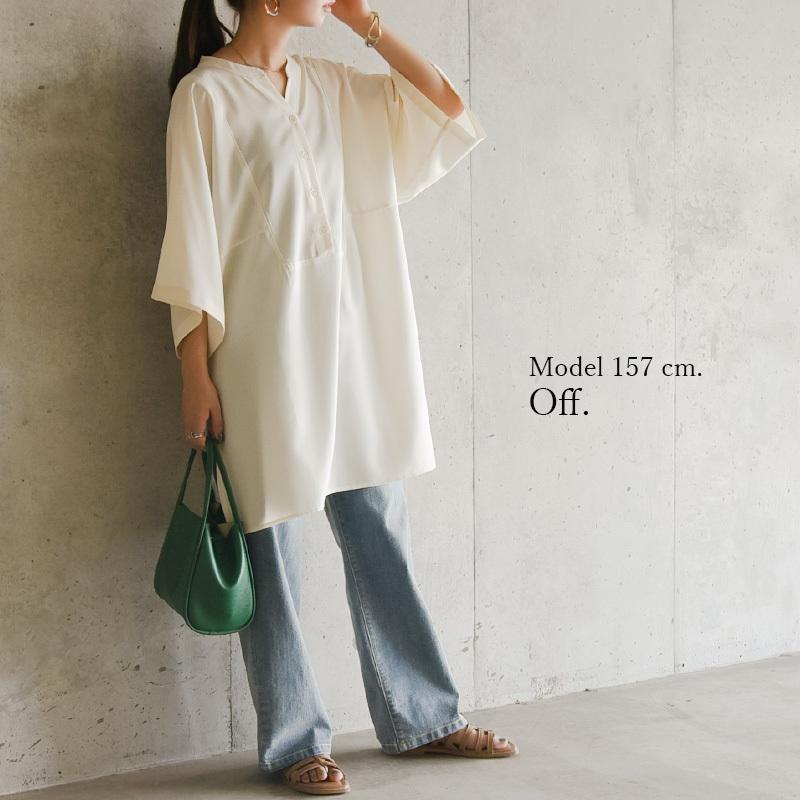 アーツアンドサイエンス トップスチュニック　シルクプルーオーバー半袖ブラウス KOEISTORE ブラウス 半袖 レディース チュニック 白 黒 無地