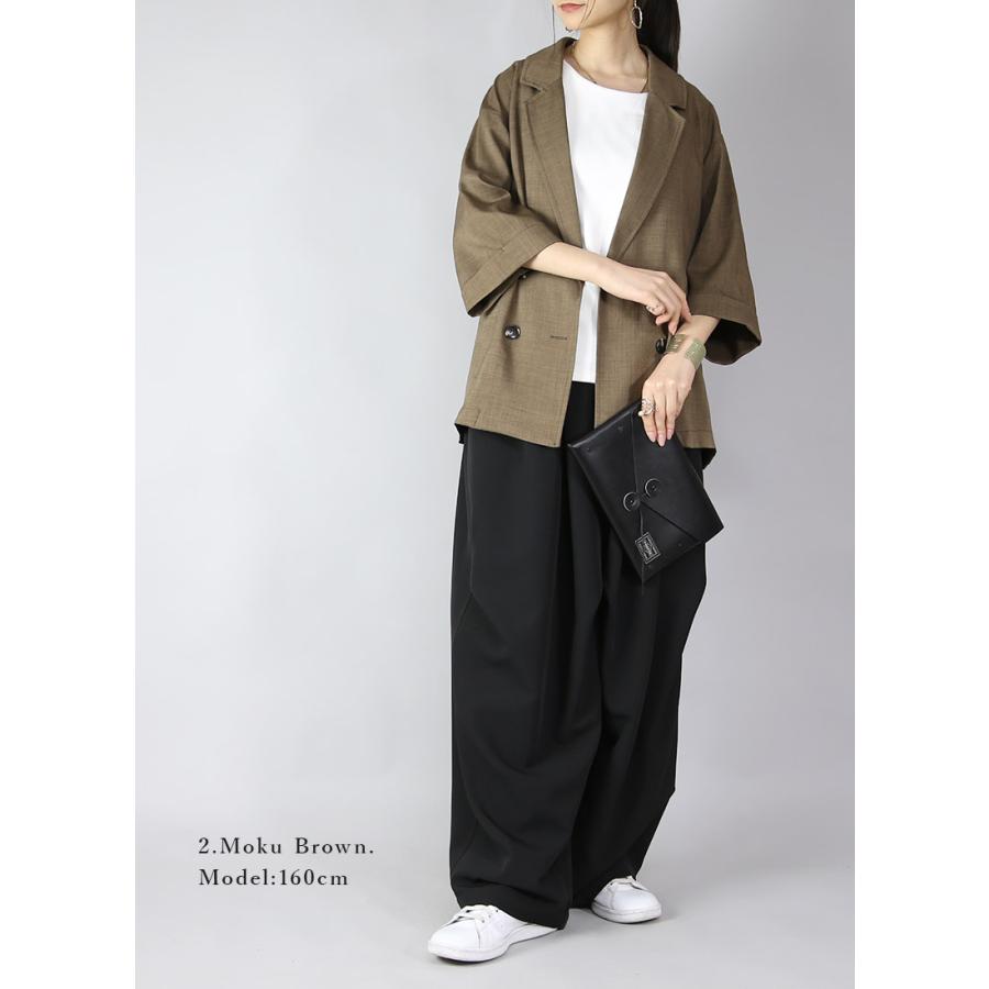 【週末限定値下げ】レオナール 襟なしジャケット 七分袖 サイズ40(L) 前開き 七分丈ジャケット リネンジャケット クロップドリネンジャケット
