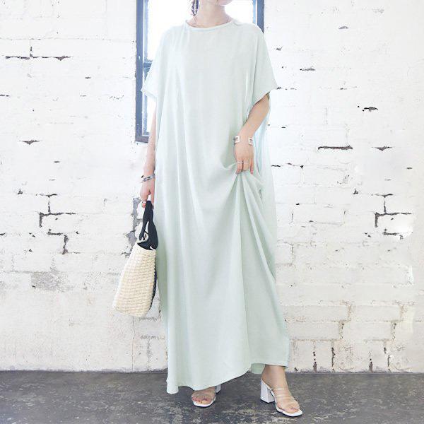 今だけスーパーセール限定 ワンピース レディース 春 夏 半袖 きれいめ 上品 代 30代 40代 ロング マキシ 黒 無地 軽やか おしゃれ