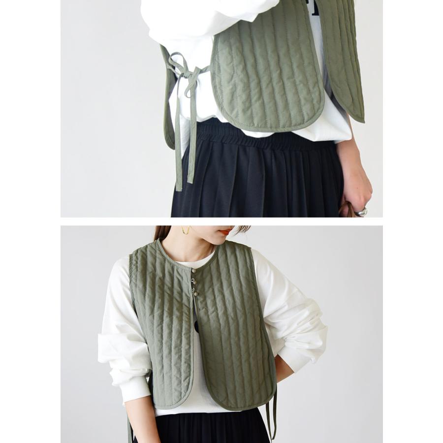 【2点おまとめ】ベージュ ショート丈 キルティングベスト　黒のキルトベルト and it_ ジレ レディース キルト ベスト トップス ショート丈 黒