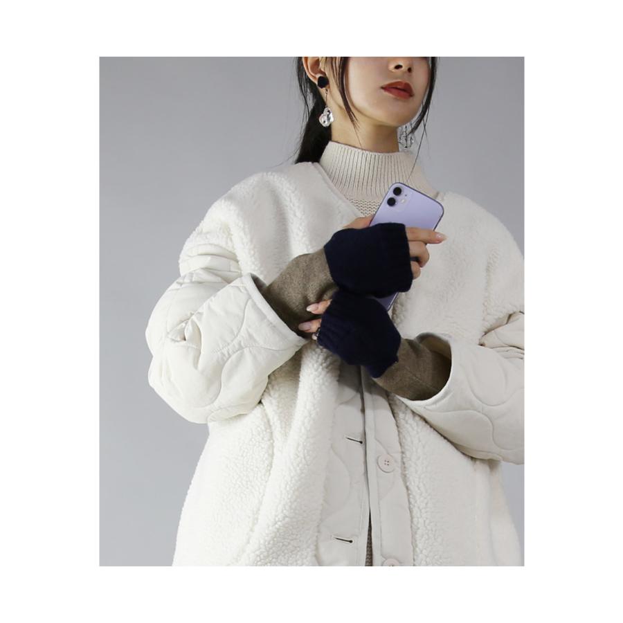 ハンドウォーマー 手袋 レディース バイカラー ニット 指穴 小物 あったか 暖か 防寒 冷え性対策 ギフト プレゼント おしゃれ | and it_ | 07