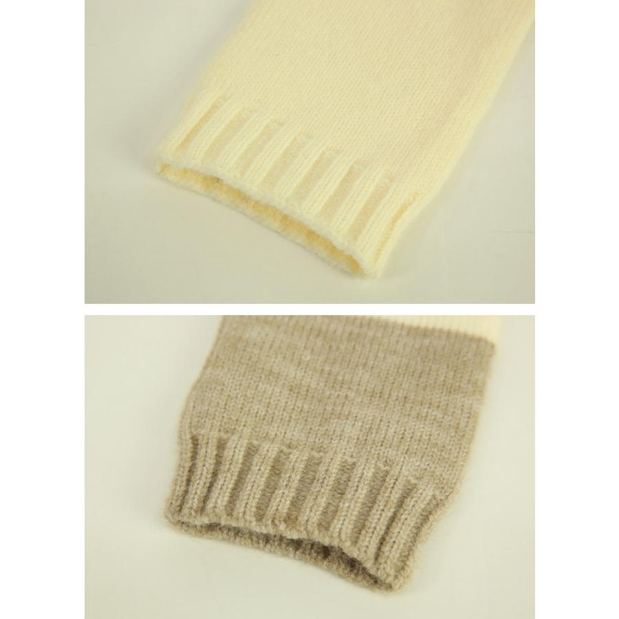 ハンドウォーマー 手袋 レディース バイカラー ニット 指穴 小物 あったか 暖か 防寒 冷え性対策 ギフト プレゼント おしゃれ | and it_ | 11