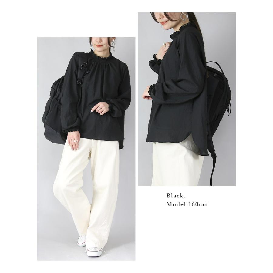 ブラウス レディース 長袖 白 黒 フリル ワイド トップス 体型カバー ゆったり 春 夏 重ね着 レイヤード 60代 50代 40代 30代 20代 おしゃれ | and it_ | 14