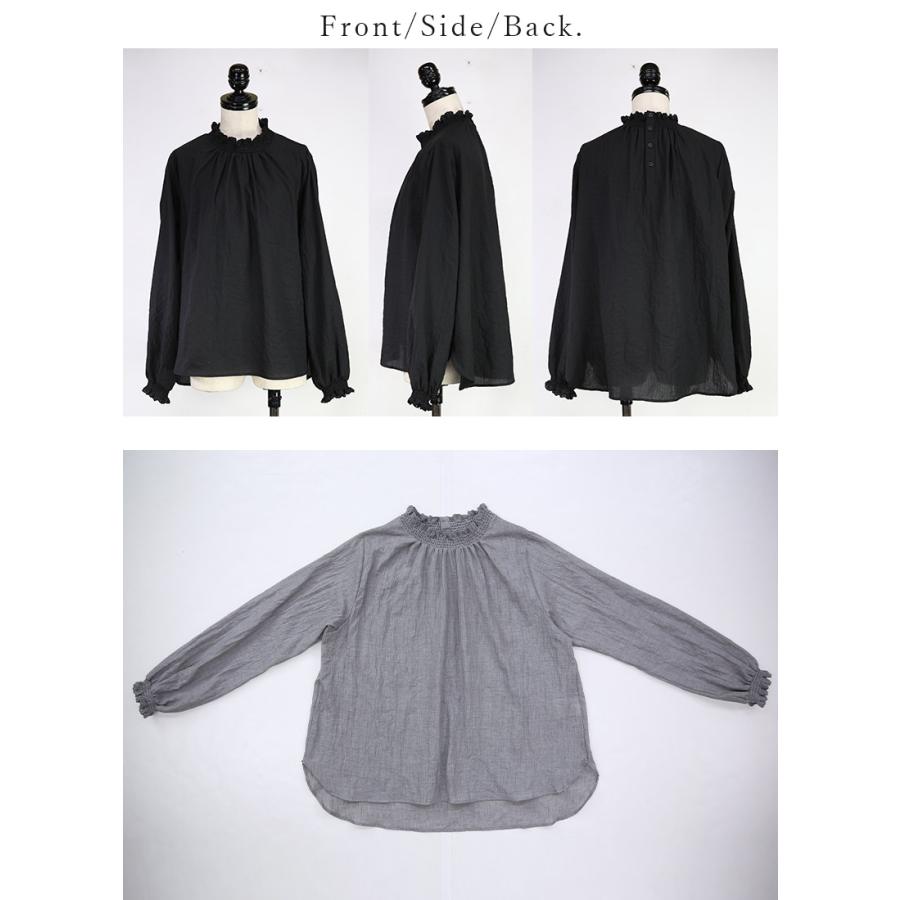 ブラウス レディース 長袖 白 黒 フリル ワイド トップス 体型カバー ゆったり 春 夏 重ね着 レイヤード 60代 50代 40代 30代 20代 おしゃれ | and it_ | 16