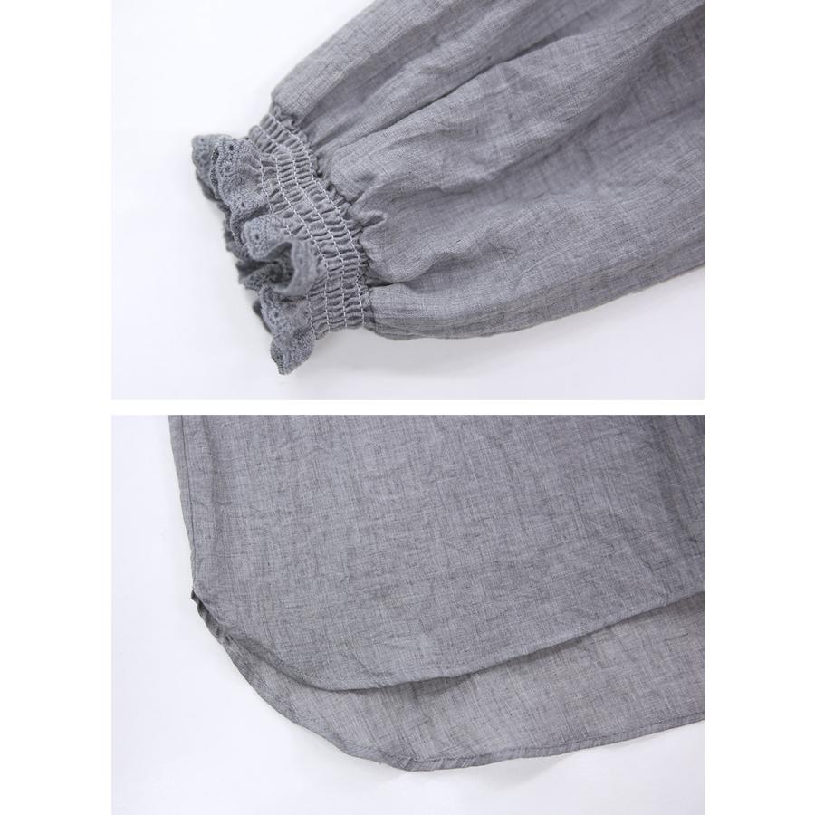 ブラウス レディース 長袖 白 黒 フリル ワイド トップス 体型カバー ゆったり 春 夏 重ね着 レイヤード 60代 50代 40代 30代 20代 おしゃれ | and it_ | 18