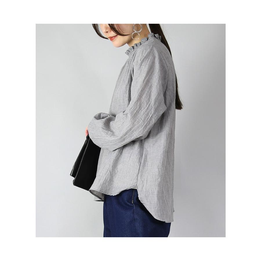 ブラウス レディース 長袖 白 黒 フリル ワイド トップス 体型カバー ゆったり 春 夏 重ね着 レイヤード 60代 50代 40代 30代 20代 おしゃれ | and it_ | 09