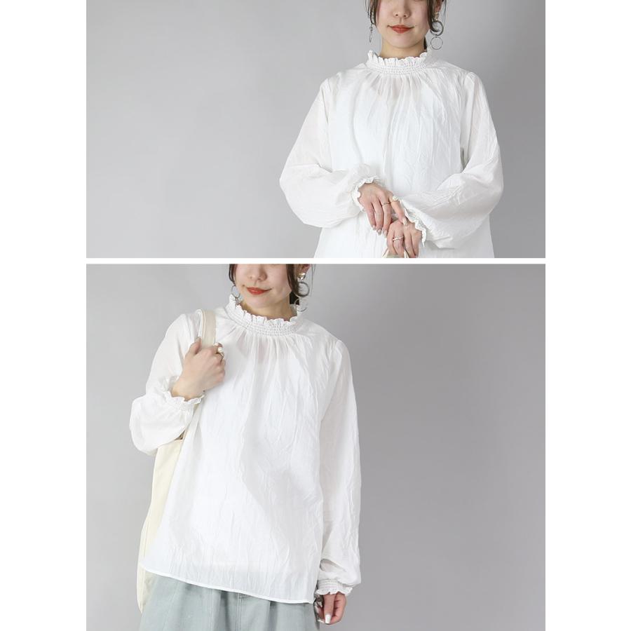 ブラウス レディース 長袖 白 黒 フリル ワイド トップス 体型カバー ゆったり 春 夏 重ね着 レイヤード 60代 50代 40代 30代 20代 おしゃれ | and it_ | 11