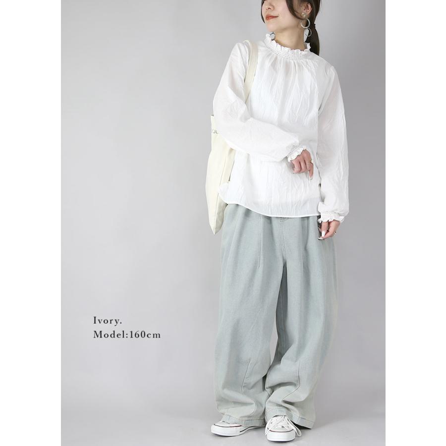 ブラウス レディース 長袖 白 黒 フリル ワイド トップス 体型カバー ゆったり 春 夏 重ね着 レイヤード 60代 50代 40代 30代 20代 おしゃれ | and it_ | 12