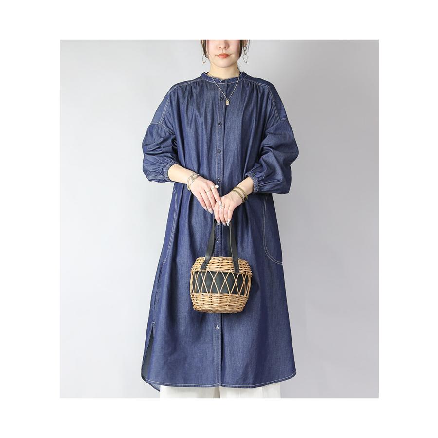 デニム シャツワンピース レディース ロング 長袖 羽織り ライトデニム コットン Aライン 春 夏 秋 ポケット 体型カバー スリット おしゃれ | and it_ | 09